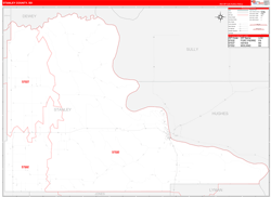 Stanley County, SD Wall Map Zip Code Red Line Style 2024