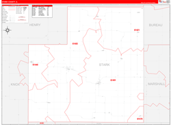 Stark County, IL Wall Map Zip Code Red Line Style 2024