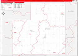 Stark County, IL Wall Map Zip Code Red Line Style 2026