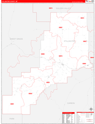 Stillwater County, MT Wall Map Zip Code Red Line Style 2023