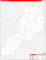 Stillwater County, MT Wall Map Zip Code Red Line Style 2026