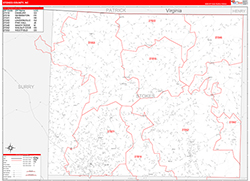 Stokes County, NC Wall Map Zip Code Red Line Style 2026