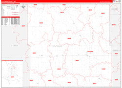 Stutsman County, ND Wall Map Zip Code Red Line Style 2023