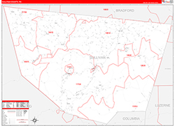 Sullivan County, PA Wall Map Zip Code Red Line Style 2026