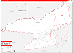 Swain County, NC Wall Map Zip Code Red Line Style 2026