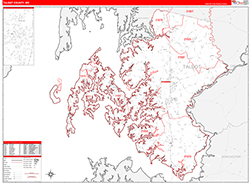Talbot County, MD Wall Map Zip Code Red Line Style 2026
