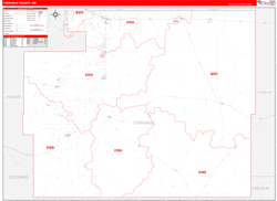 Torrance County, NM Wall Map Zip Code Red Line Style 2024