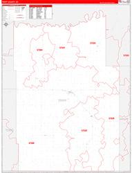 Tripp County, SD Wall Map Zip Code Red Line Style 2024