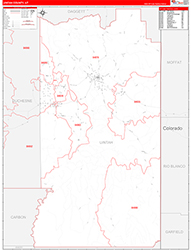 Uintah County, UT Wall Map Zip Code Red Line Style 2026