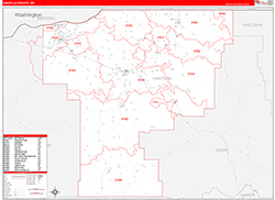 Umatilla County, OR Wall Map Zip Code Red Line Style 2026