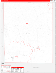 Upton County, TX Wall Map Zip Code Red Line Style 2024