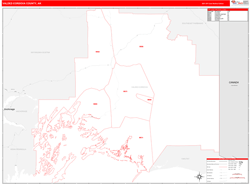 Valdez-CordovaBorough (County), AK Wall Map Zip Code Red Line Style 2024