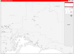 Valdez-CordovaBorough (County), AK Wall Map Zip Code Red Line Style 2026