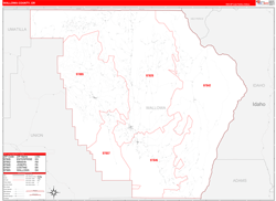 Wallowa County, OR Wall Map Zip Code Red Line Style 2024