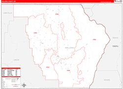 Wallowa County, OR Wall Map Zip Code Red Line Style 2026