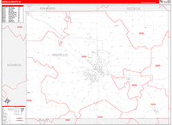 Wapello County, IA Wall Map Zip Code Red Line Style 2026