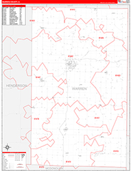Warren County, IL Wall Map Zip Code Red Line Style 2026