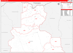 Wasco County, OR Wall Map Zip Code Red Line Style 2026