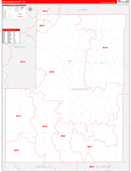 Washington County, CO Wall Map Zip Code Red Line Style 2024