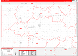 Washita County, OK Wall Map Zip Code Red Line Style 2026