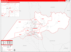 Weber County, UT Wall Map Zip Code Red Line Style 2026