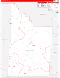 Webster County, GA Wall Map Zip Code Red Line Style 2026