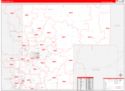 Weld County, CO Wall Map Zip Code Red Line Style 2024