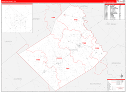 Wharton County, TX Wall Map Zip Code Red Line Style 2024