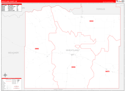 Wheatland County, MT Wall Map Zip Code Red Line Style 2023