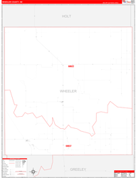 Wheeler County, NE Wall Map Zip Code Red Line Style 2023