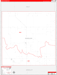 Wheeler County, NE Wall Map Zip Code Red Line Style 2026