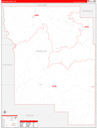 Wheeler County, OR Wall Map Zip Code Red Line Style 2024