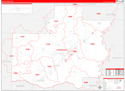 White County, AR Wall Map Zip Code Red Line Style 2024