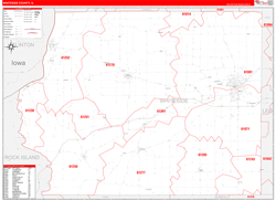 Whiteside County, IL Wall Map Zip Code Red Line Style 2024