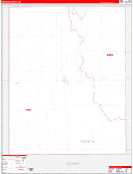 Wichita County, KS Wall Map Zip Code Red Line Style 2024