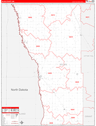 Wilkin County, MN Wall Map Zip Code Red Line Style 2026