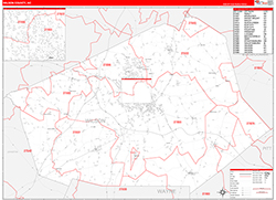 Wilson County, NC Wall Map Zip Code Red Line Style 2026