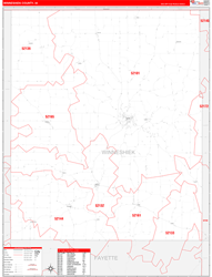 Winneshiek County, IA Wall Map Zip Code Red Line Style 2024