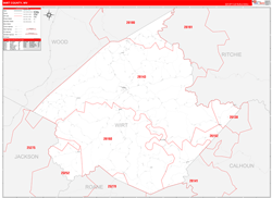 Wirt County, WV Wall Map Zip Code Red Line Style 2024