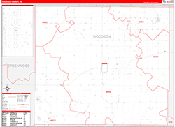 Woodson County, KS Wall Map Zip Code Red Line Style 2026