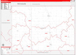 Worth County, IA Wall Map Zip Code Red Line Style 2026