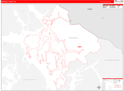 Wrangell-PetersburgBorough (County), AK Wall Map Zip Code Red Line Style 2024