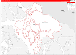 Wrangell-PetersburgBorough (County), AK Wall Map Zip Code Red Line Style 2026