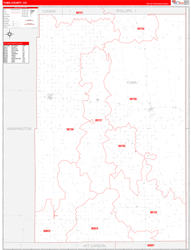 Yuma County, CO Wall Map Zip Code Red Line Style 2024