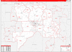 Albany Metro Area Wall Map Red Line Style 2026