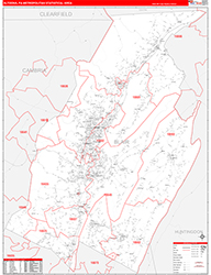 Altoona Metro Area Wall Map Red Line Style 2026