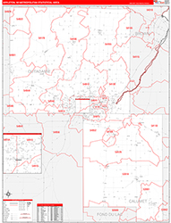 Appleton Metro Area Wall Map Red Line Style 2026