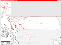Bellingham Metro Area Wall Map Red Line Style 2026
