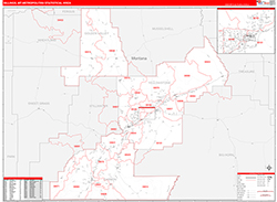 Billings Metro Area Wall Map Red Line Style 2026