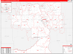 Bismarck Metro Area Wall Map Red Line Style 2026